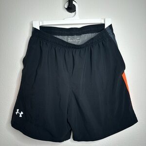 Under Armour Men's Black and Orange Athletic Shorts